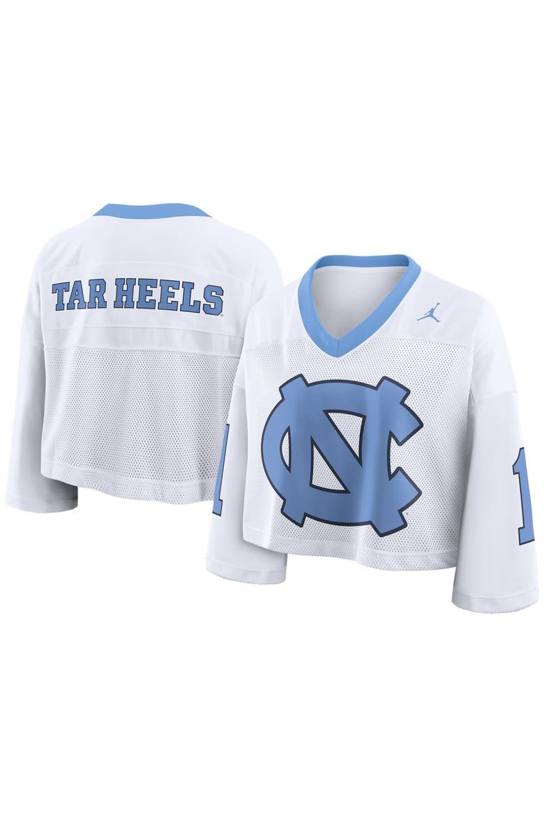 Women's Nike White North Carolina Tar Heels Oversized Logo Cropped Fashion Jersey, Main, color, White