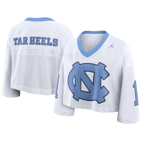 Women's Nike White North Carolina Tar Heels Oversized Logo Cropped Fashion Jersey