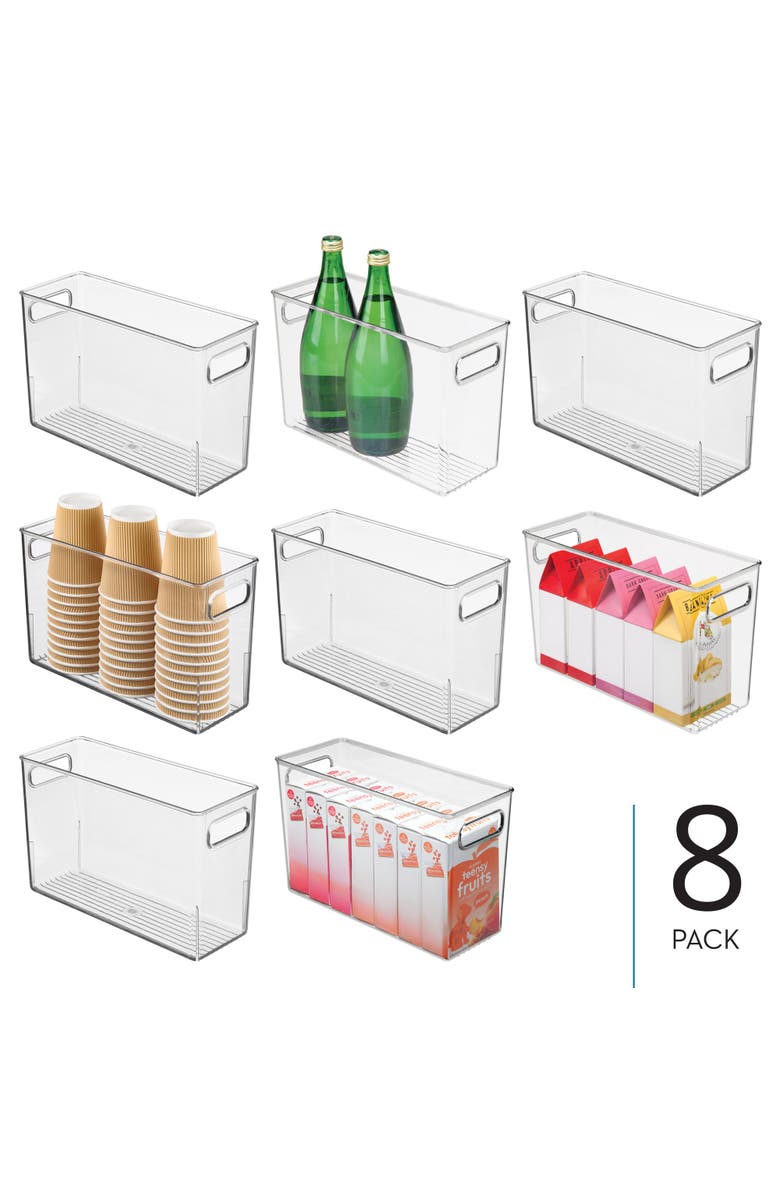 iDesign Storage Bins with Handles - Organize Kitchen, Bathroom, or Home Office - Set of 8 - Clear, Main, color, Clear