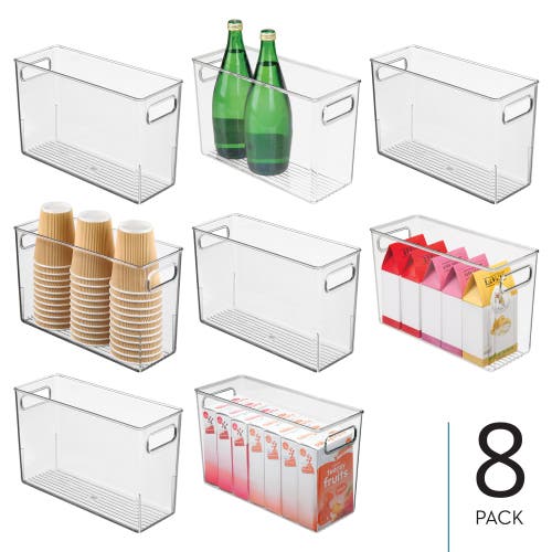 iDesign Storage Bins with Handles - Organize Kitchen, Bathroom, or Home Office - Set of 8 - Clear 