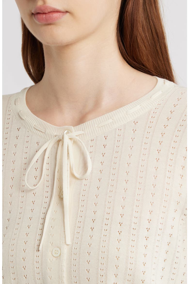 Cotton & Modal Pointelle Cardigan, Alternate, color, CREAM