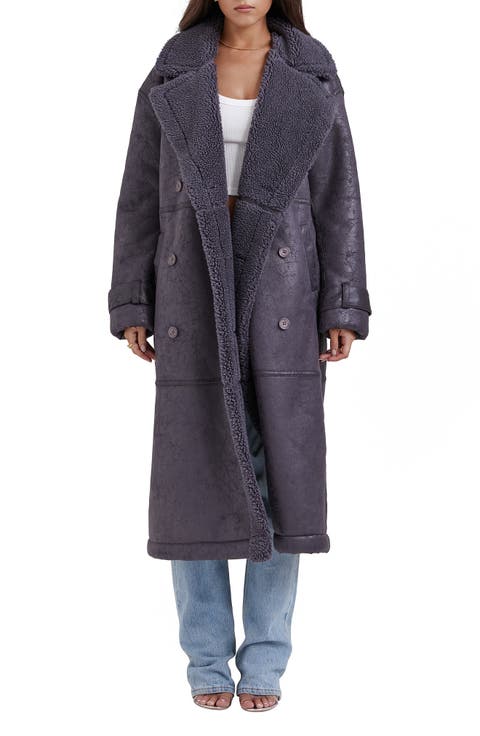 Deiji Oversize Double Breasted Faux Shearling Coat