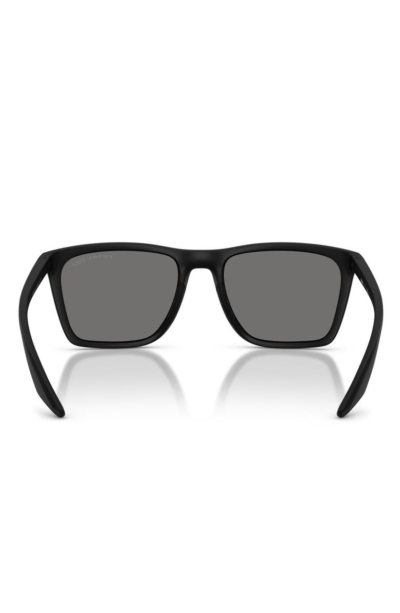 Prada Linea Rossa 56mm Polarized Pillow Sunglasses, Alternate, color, Matte Black / Dark Grey Polar
