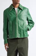 Bottega Veneta Vintage Effect Intrecciato Collar Leather Jacket