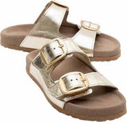 Forever & Always Shoes Ovesta Soft Footbed Leather Slide Sandal