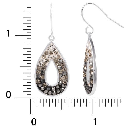 Crystalogy Silver Plated Black And White Ombre Crystal Teardrop Earrings In Blue