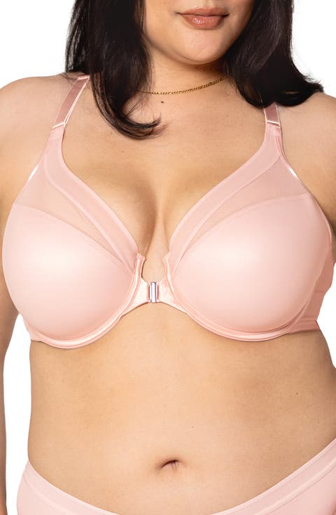 Sheer Mesh Front Clasp Racerback Underwire Bra