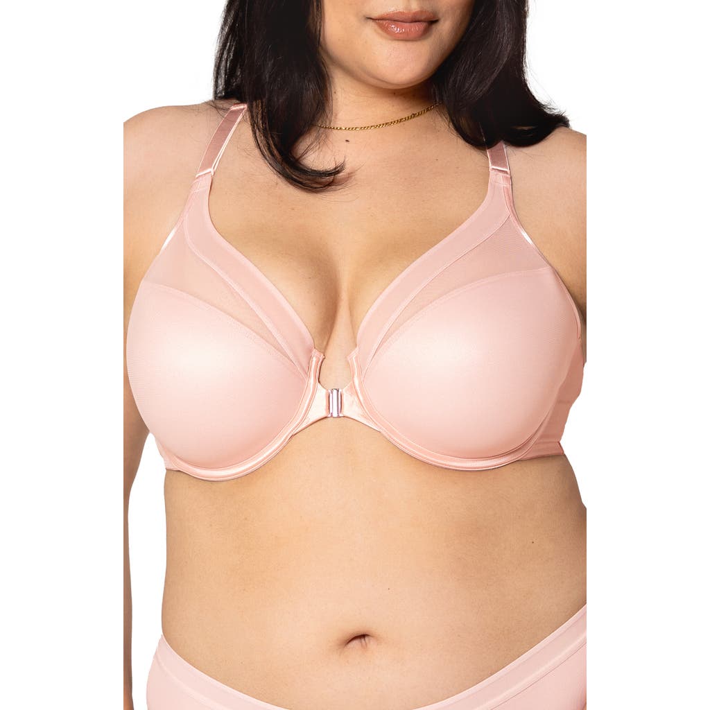 CURVY COUTURE CURVY COUTURE SHEER MESH FRONT CLASP RACERBACK UNDERWIRE BRA