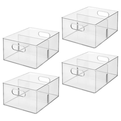 Idesign Divided All-purpose Bin For Kitchen And Pantry Storage In Transparent