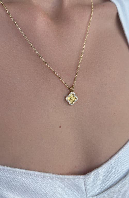 Adornia Cubic Zirconia Button Clover Halo Pendant Necklace In Gold