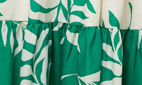 Flying Tomato Leaf Print Tie Strap Tiered Maxi Dress