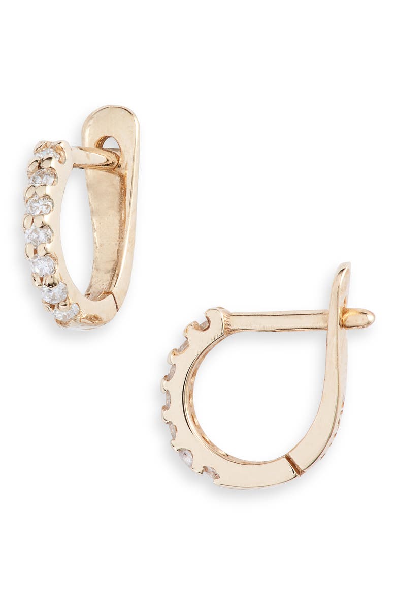 Cleo Pavé Diamond Huggie Hoop Earrings, Main, color, GOLD/ DIAMOND