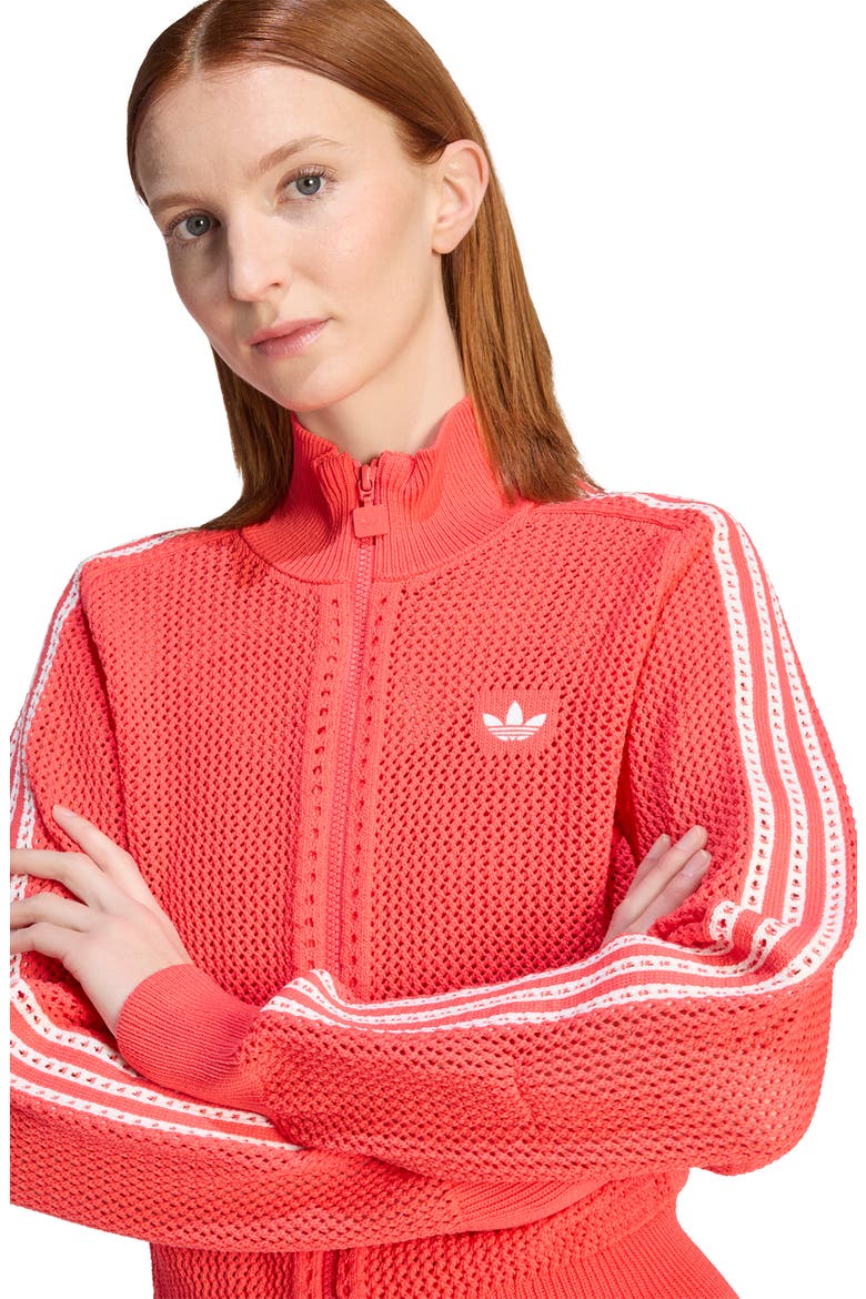 Open Knit Track Jacket, Alternate, color, SEMI LUCID RED
