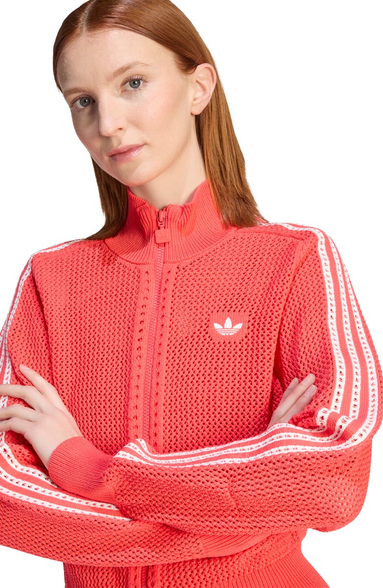 adidas Originals Open Knit Track Jacket, Alternate, color, Semi Lucid Red