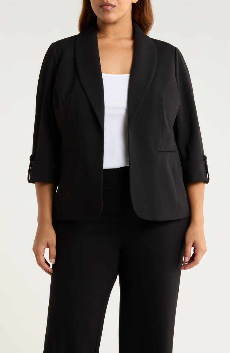 AK ANNE KLEIN Shawl Collar Roll-Tab Blazer, Main, color, Anne Black