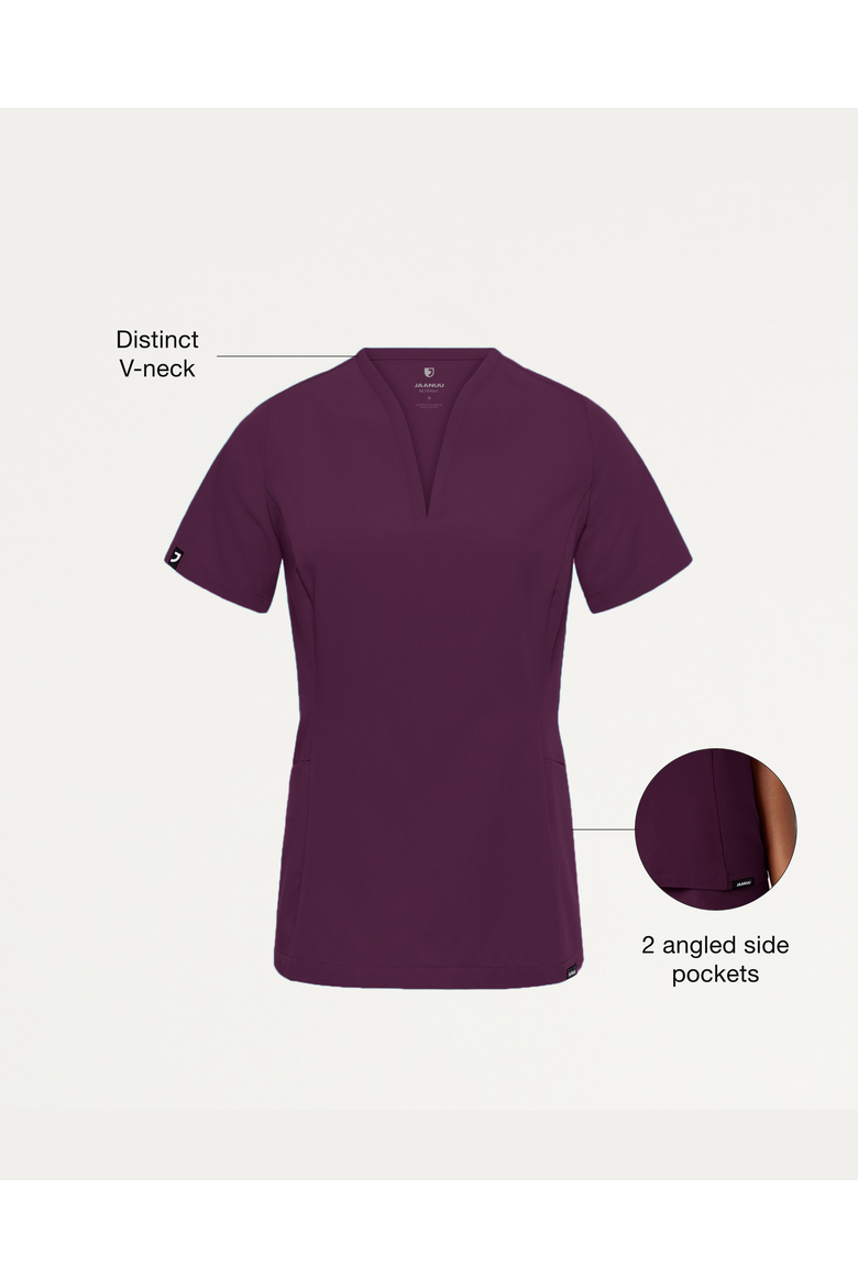 Calix Women's 2-Pocket Tailored V-Neck Scrub Top, Alternate, color, Eggplant