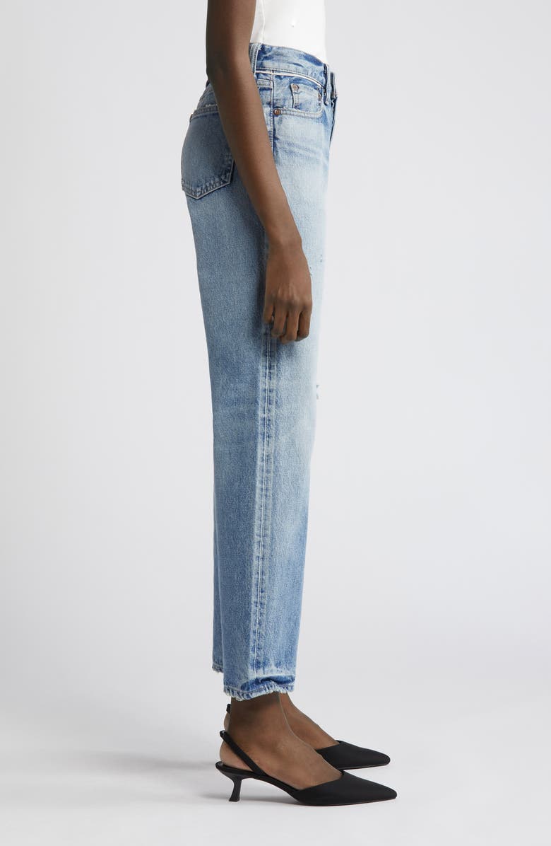 MOUSSY VINTAGE Ballard Ripped Mid Rise Straight Leg Jeans, Alternate, color, Light Blue