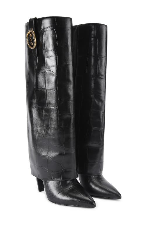Kurt Geiger London Foldover Knee High Boot In Black