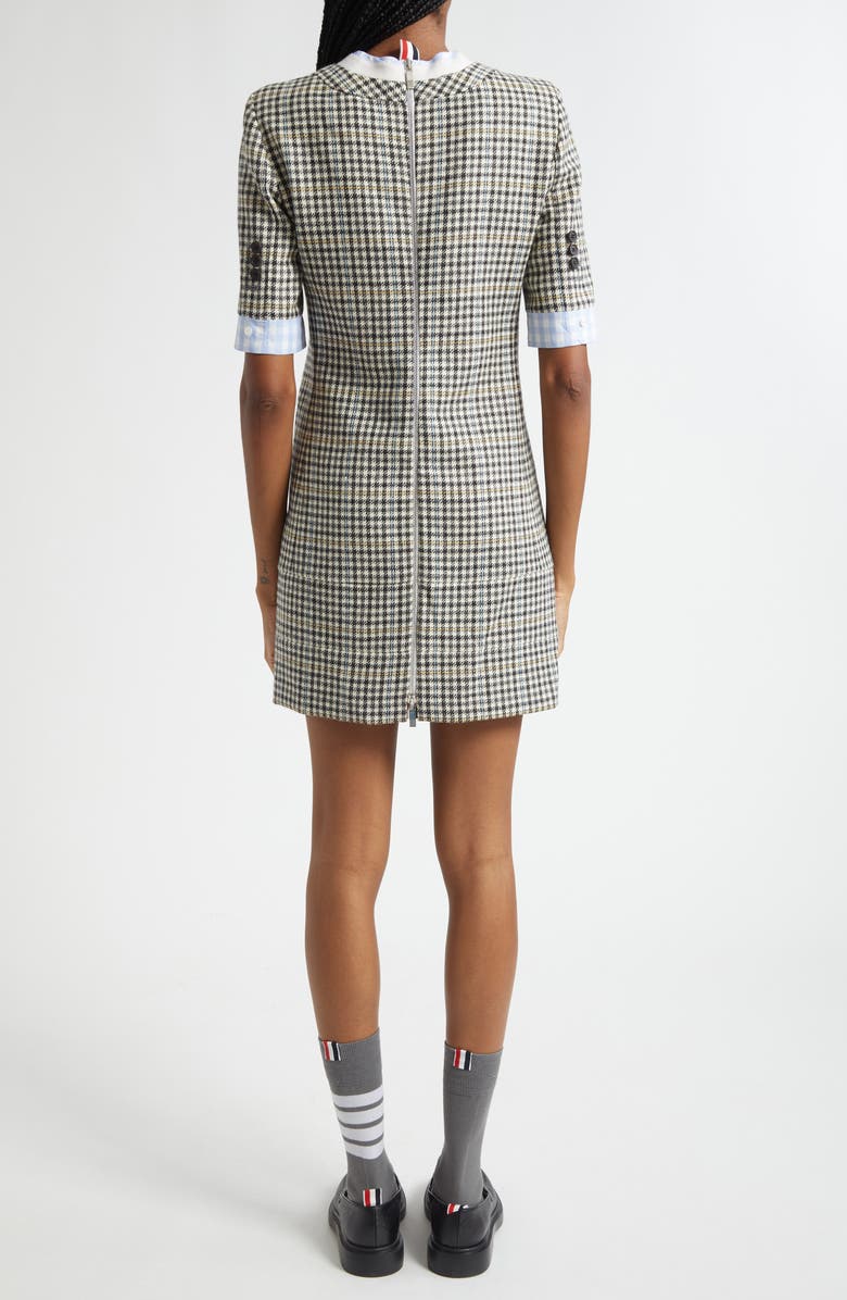 Thom Browne Trompe l'Oeil Mixed Media Shift Dress, Alternate, color, Black/ White