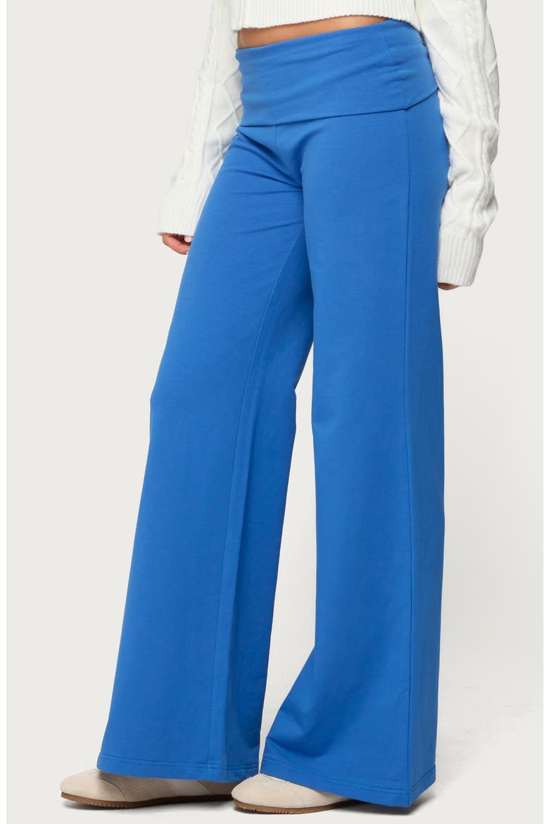 Wide Leg Foldover Pants, Alternate, color, BLUE