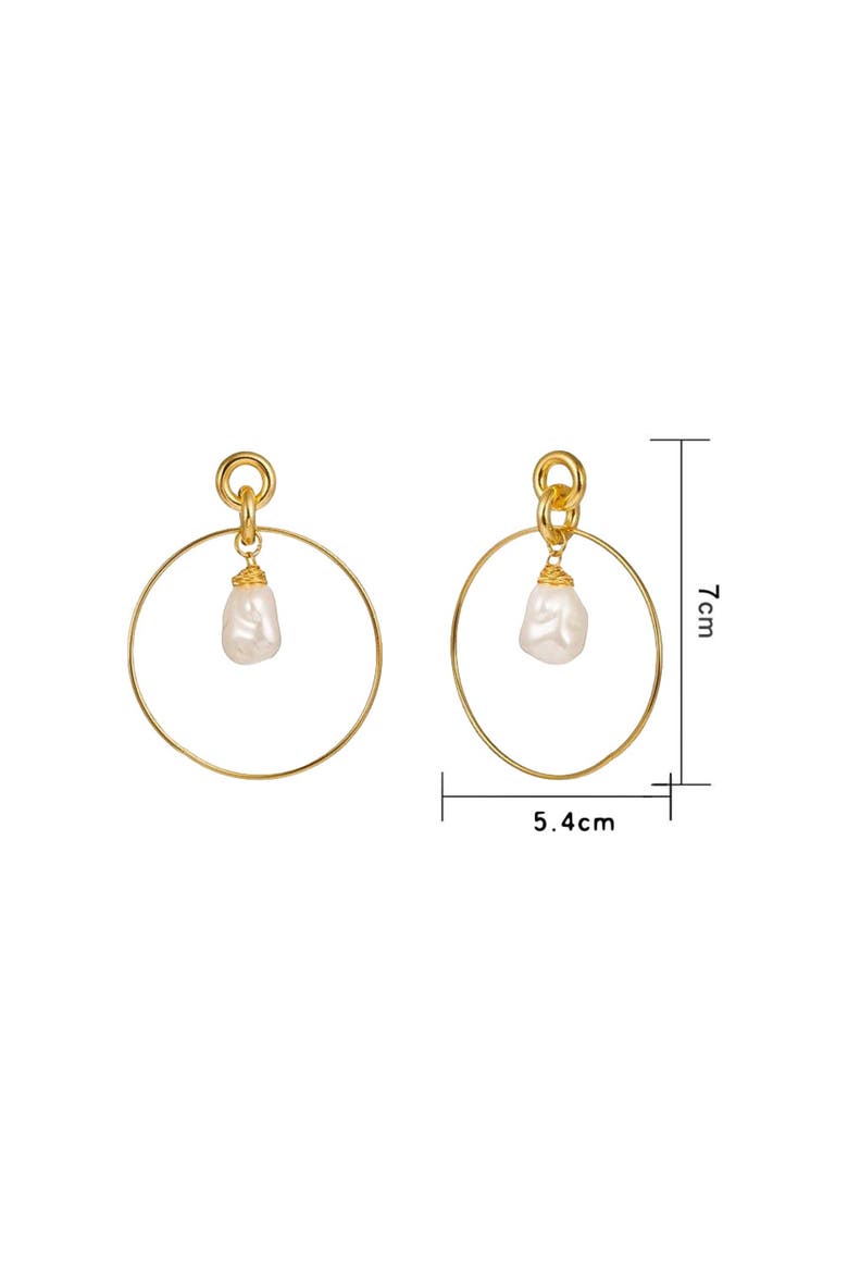 Drop Hoop Earrings with Simulated Pearl Drop, Alternate, color, Gold