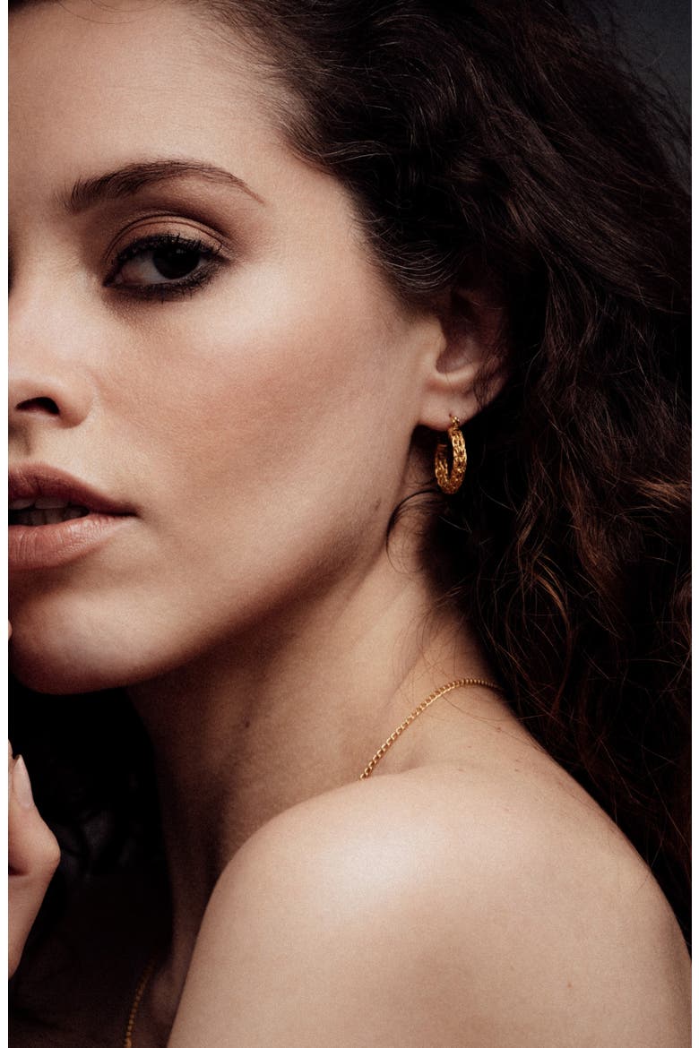 'Woven for Women' Mini Hoops, Alternate, color, Gold