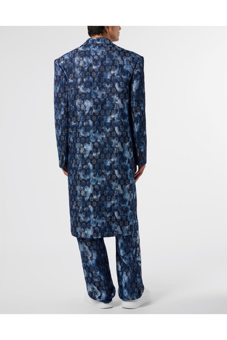 Jacquard Denim Coat Monogram Men, Alternate, color, navy