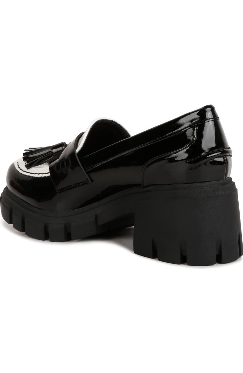 LONDON RAG Jonah Tassel Loafer Pump, Alternate, color, Black/White