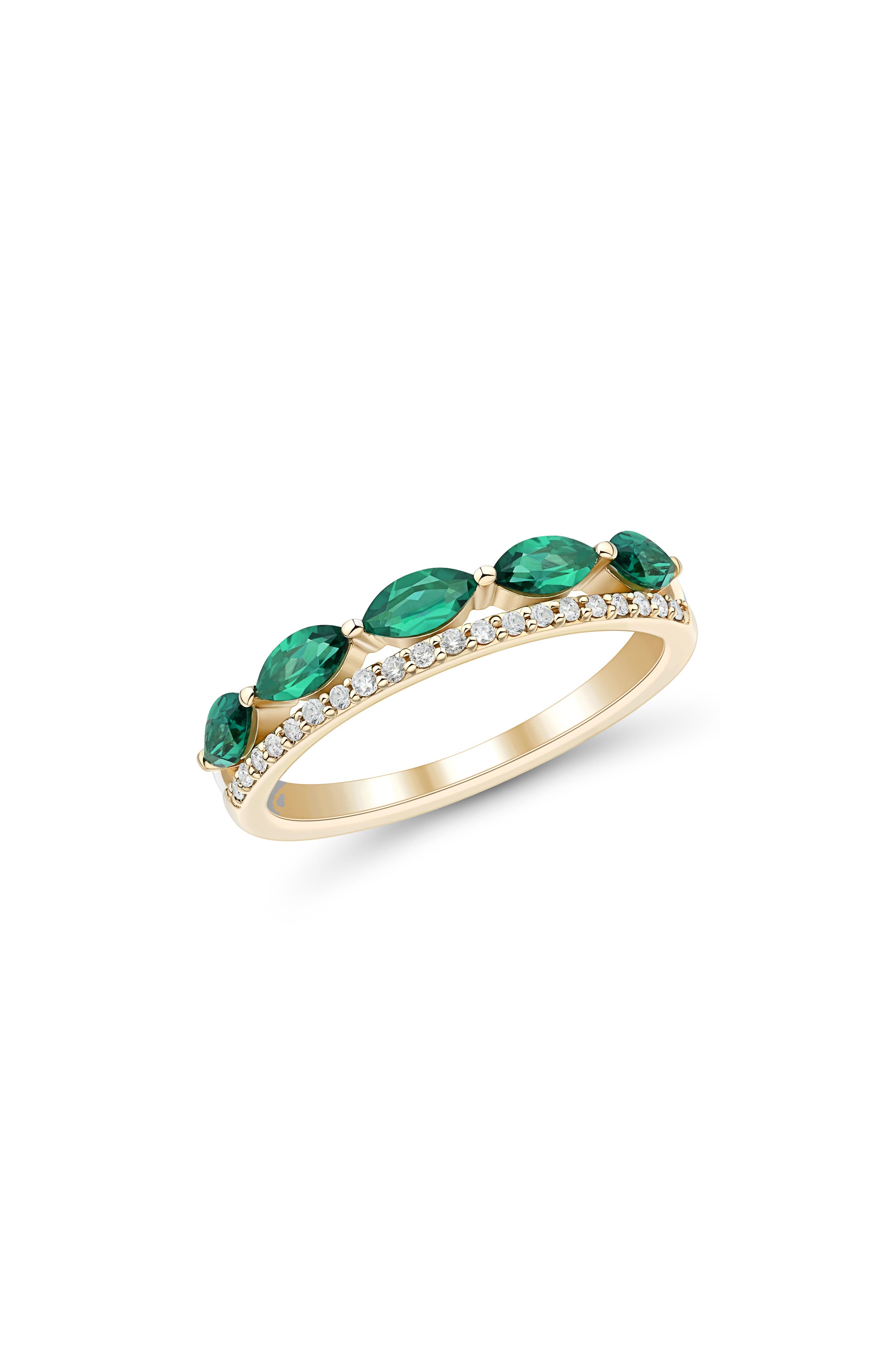 Frankie & Zoe 14K Yellow Gold Lab Grown Emerald & Diamond Ring
