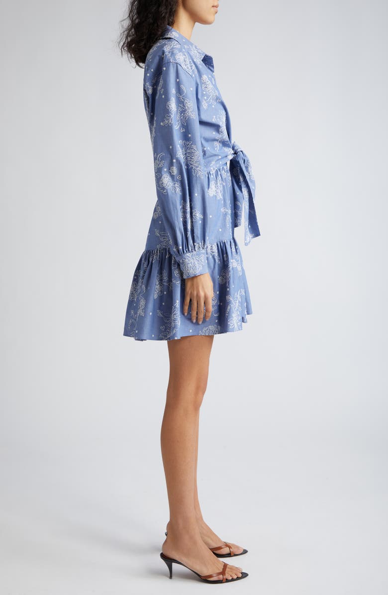Cinq à Sept Abrielle Tie Waist Long Sleeve Chambray Shirtdress, Alternate, color, 
