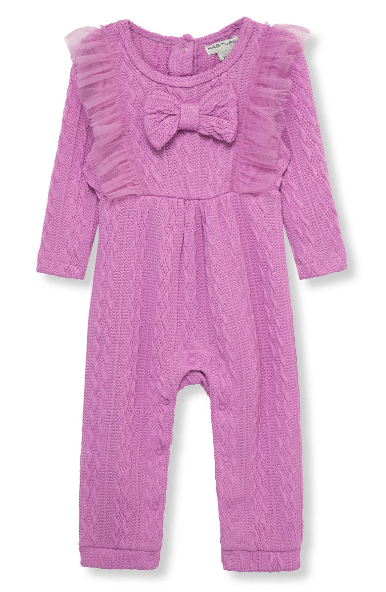 Habitual Kids Bow & Ruffle Jumpsuit, Main, color, Purple