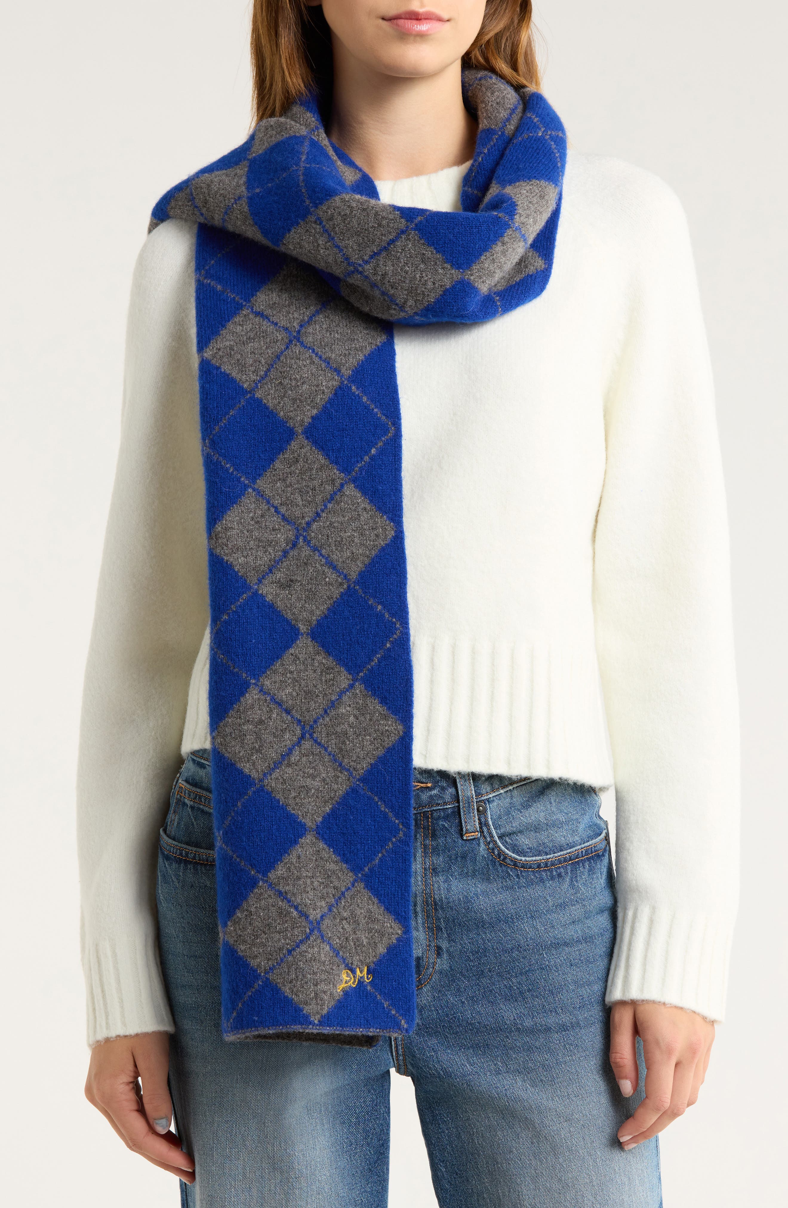 Damson Madder Saskia Argyle Wool Scarf