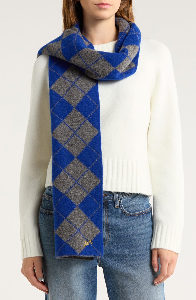 Damson Madder Saskia Argyle Wool Scarf, Main, color, Blue