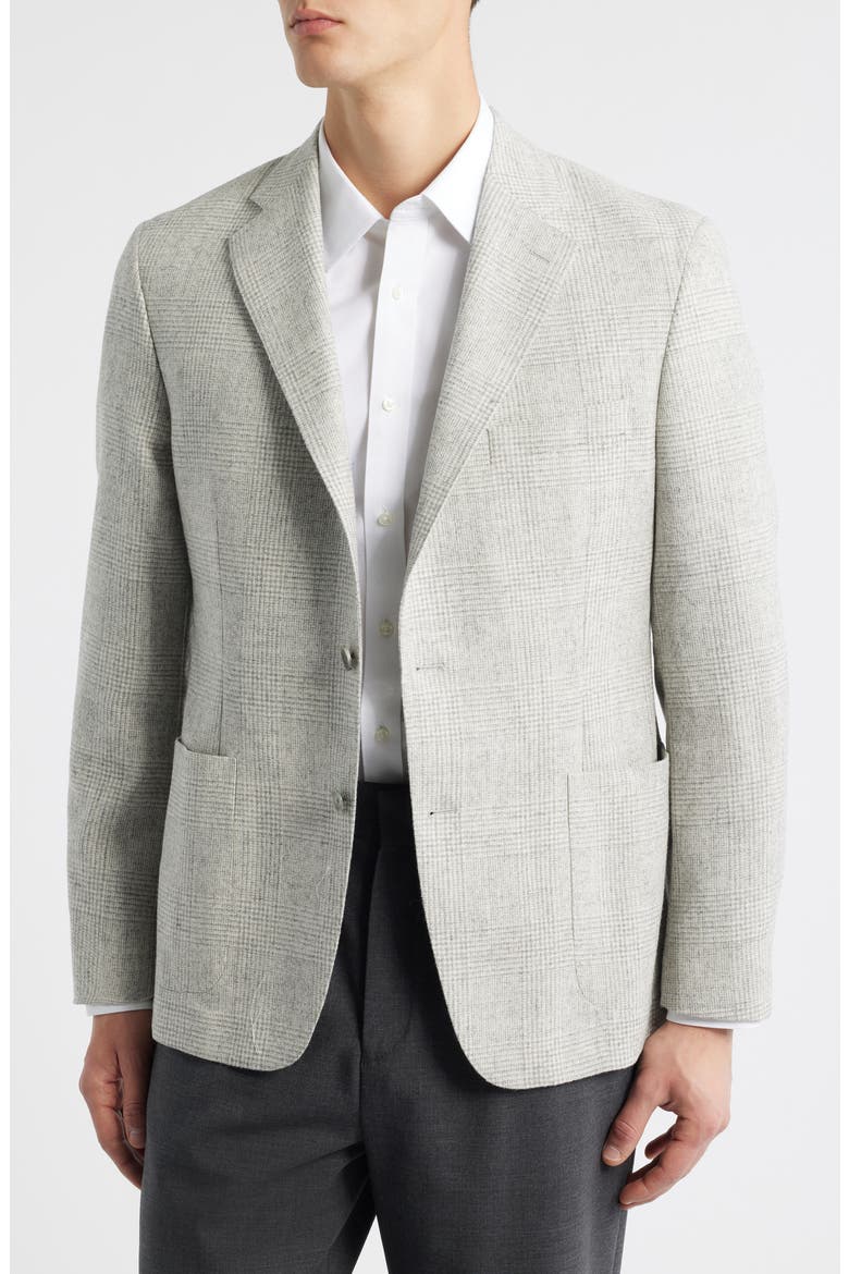 Icon Relaxed Fit Light Grey Glen Check Alpaca Blend Sport Coat, Main, color, CREAM/ GREY