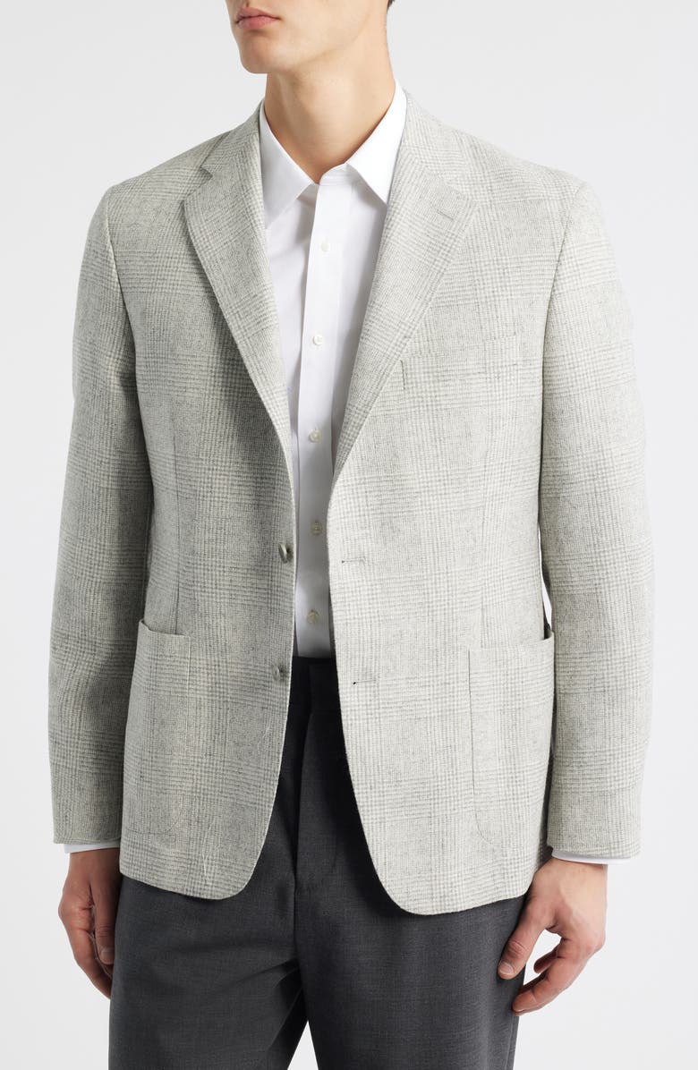 Vince Icon Relaxed Fit Light Grey Glen Check Alpaca Blend Sport Coat, Main, color, Cream/ Grey