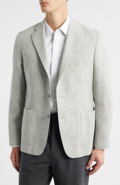 Icon Relaxed Fit Light Grey Glen Check Alpaca Blend Sport Coat