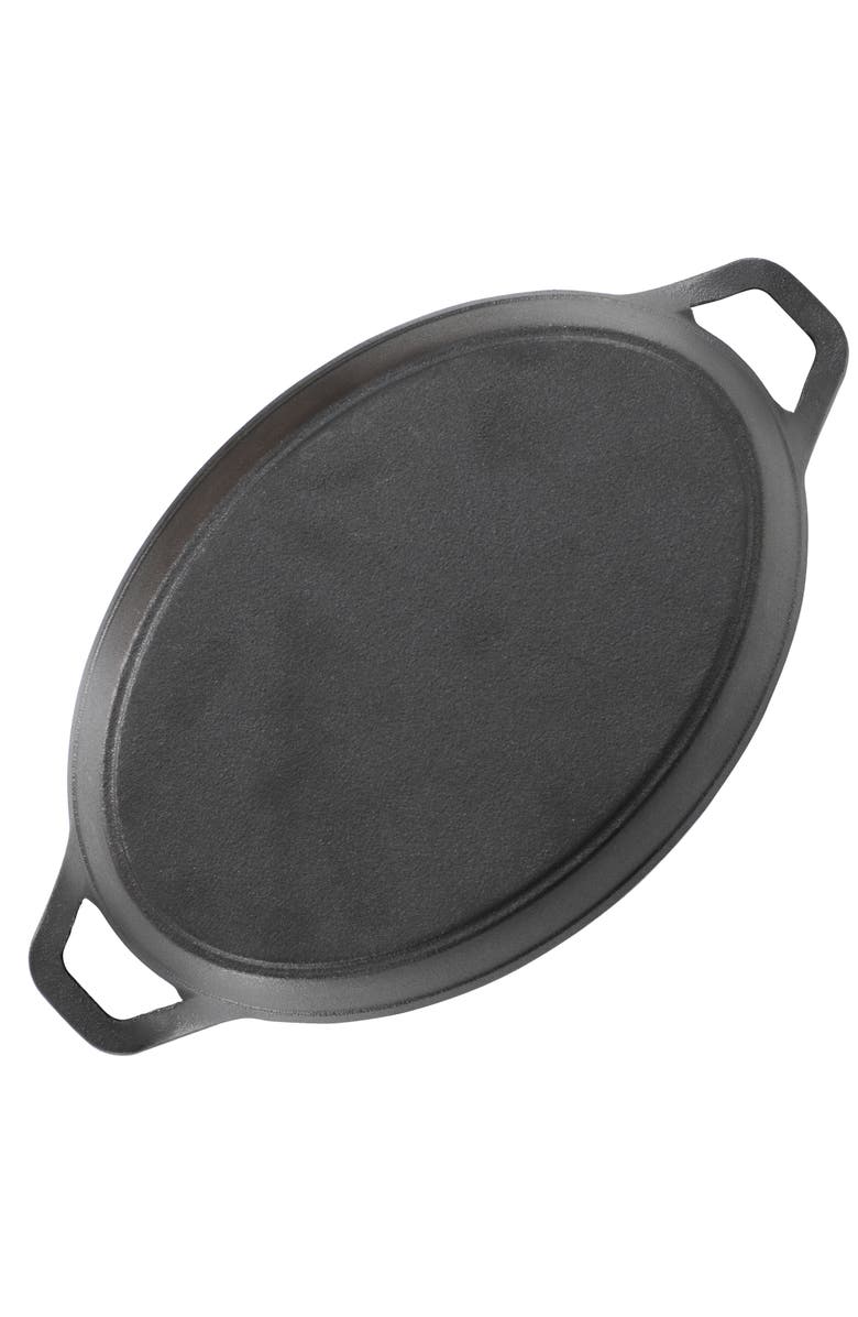 Megachef 4 Piece Mini Cast Iron Oval Pan with Wood Tray Set, Alternate, color, Black