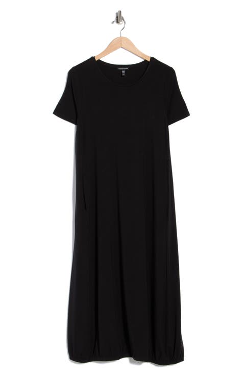 Stretch Jersey Lantern Shift Dress