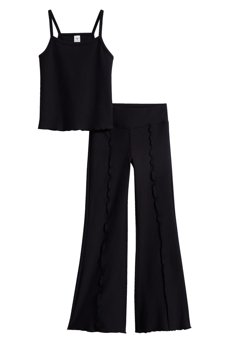Kids' Ottoman Rib Claudia Tank & Pants Set, Main, color, BLACK