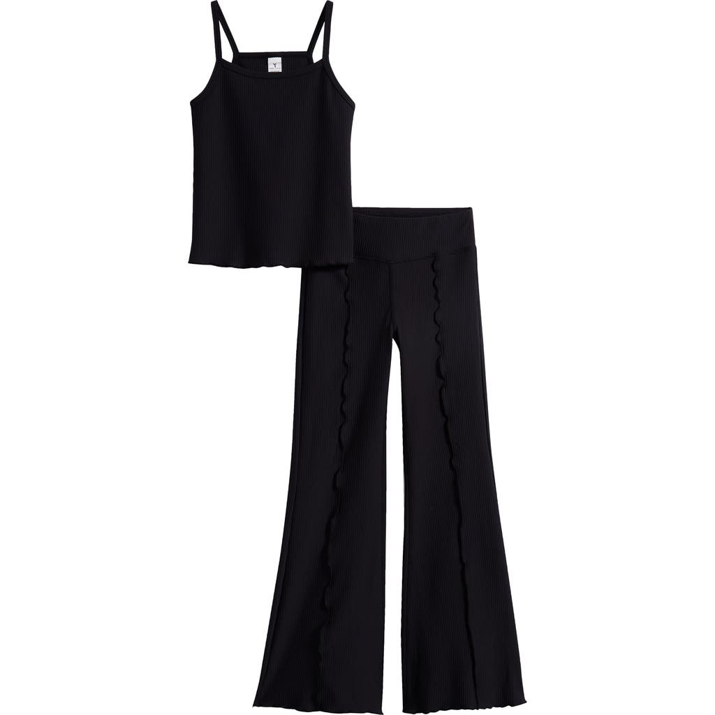YOGALICIOUS Kids' Ottoman Rib Claudia Tank & Pants Set in Black at Nordstrom Rack, Size Large