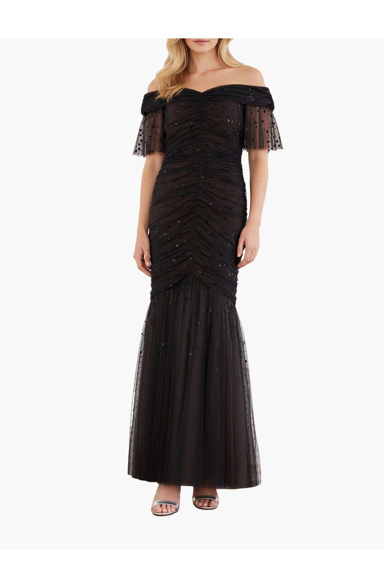 Needle 
Thread Dappled Sequin Rouched Off-Shoulder Gown, Alternate, color, Graphite/Warm Taupe