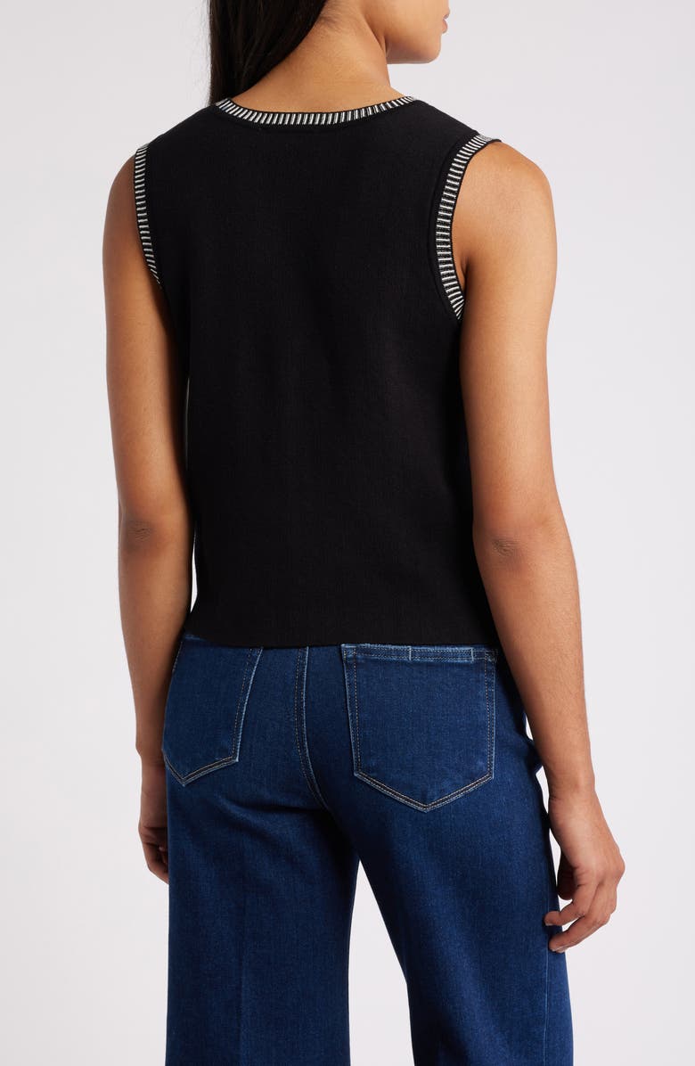 CeCe Jacquard Trim Sweater Vest, Alternate, color, Rich Black