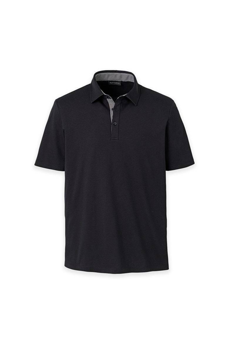 Mercerized Cotton Three Button Polo, Main, color, Black
