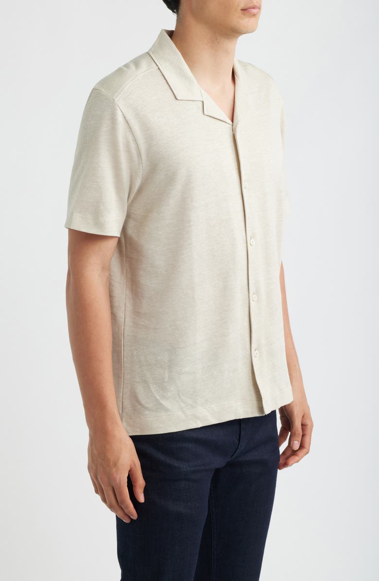 BOSS Powell Linen & Cotton Camp Shirt, Alternate, color, Open Beige