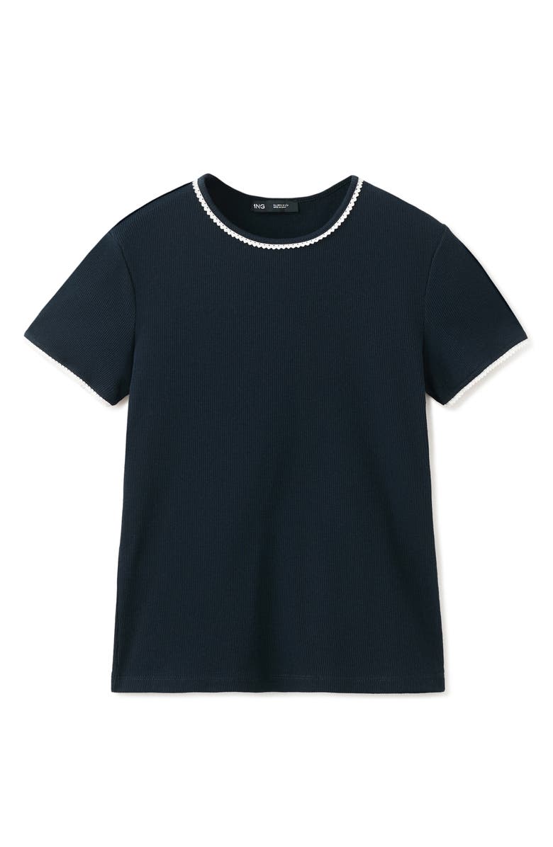 MANGO Contrast Trim T-Shirt, Alternate, color, Navy
