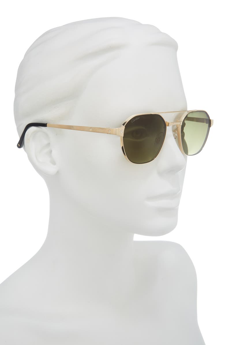 Cartier 52mm Polarized Pilot Sunglasses, Alternate, color, Gold