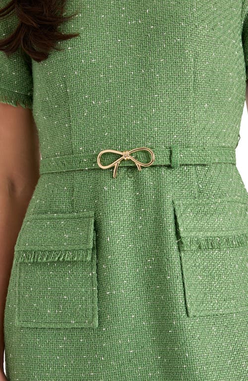 Tahari Asl Fray Bouclé Dress In Green