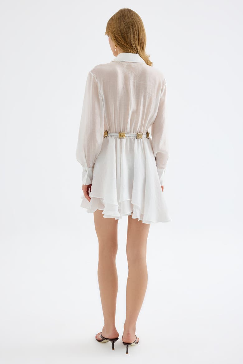Alora TENCEL Button-Front Pleated Mini Shirt Dress, Alternate, color, White