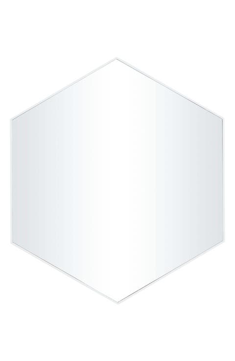 White Wood Hexagon Wall Mirror