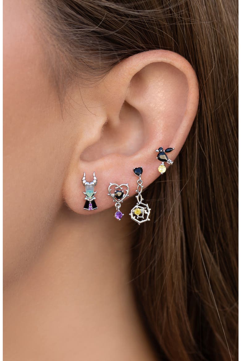 Disney Maleficent Stud Earring Set, Alternate, color, SILVER